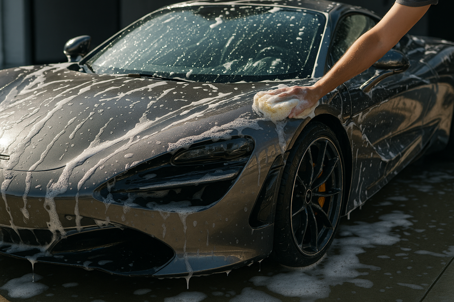 Exotic car getting washed
